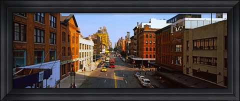 Framed Buildings along a road in a city, view from High Line, New York City, New York State, USA Print