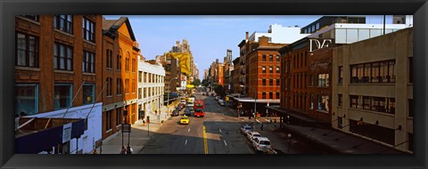 Framed Buildings along a road in a city, view from High Line, New York City, New York State, USA Print