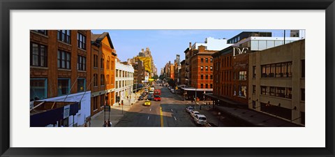 Framed Buildings along a road in a city, view from High Line, New York City, New York State, USA Print