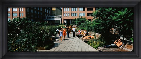 Framed Tourists in an elevated park, High Line, New York City, New York State Print