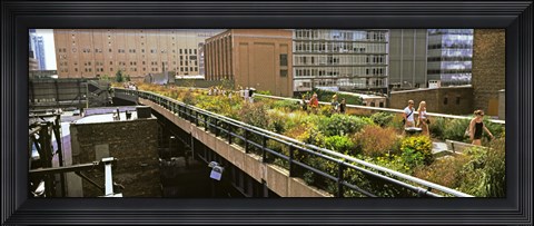 Framed Tourists in an elevated park, High Line, Manhattan, New York City, New York State, USA Print