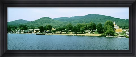 Framed Lake George shore line, New York State, USA Print