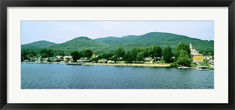 Framed Lake George shore line, New York State, USA Print