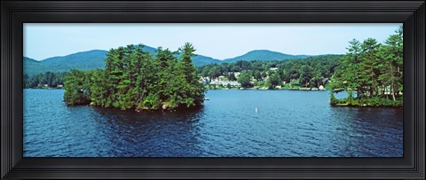 Framed Wooded island, Lake George, New York State, USA Print