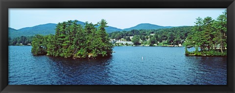 Framed Wooded island, Lake George, New York State, USA Print