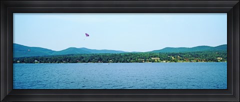 Framed Parasailing on Lake George, New York State, USA Print
