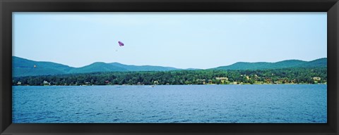 Framed Parasailing on Lake George, New York State, USA Print