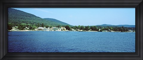 Framed View of a dock, Lake George, New York State, USA Print
