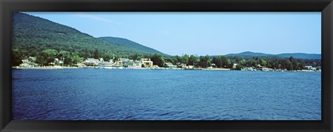 Framed View of a dock, Lake George, New York State, USA Print