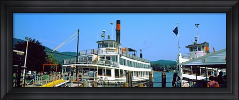 Framed Minne Ha Ha Steamboat at dock, Lake George, New York State, USA Print