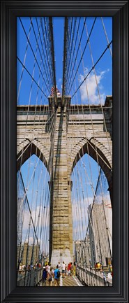 Framed People at a suspension bridge, Brooklyn Bridge, New York City, New York State, USA Print