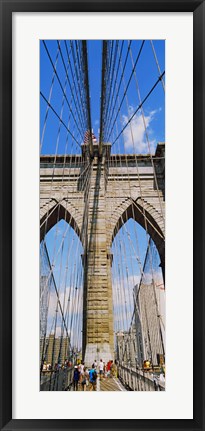 Framed People at a suspension bridge, Brooklyn Bridge, New York City, New York State, USA Print