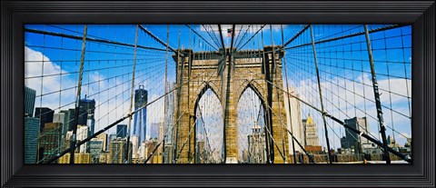 Framed Brooklyn Bridge with Freedom Tower, New York City, New York State Print