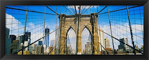 Framed Brooklyn Bridge with Freedom Tower, New York City, New York State Print