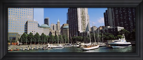 Framed Boats at North Cove Yacht Harbor, New York City (horizontal) Print