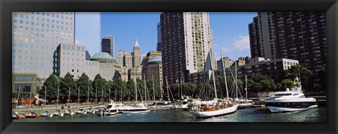 Framed Boats at North Cove Yacht Harbor, New York City (horizontal) Print