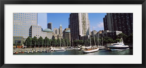 Framed Boats at North Cove Yacht Harbor, New York City (horizontal) Print