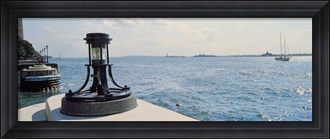 Framed Navigational light at a harbor, New York City, New York State, USA Print