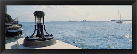 Framed Navigational light at a harbor, New York City, New York State, USA Print