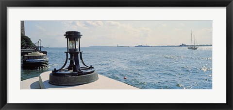 Framed Navigational light at a harbor, New York City, New York State, USA Print