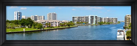 Framed Buildings on Intracoastal Waterway, Hollywood Beach, Hollywood, Florida Print