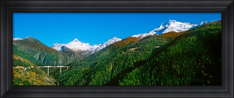Framed Bridge at Simplon Pass road in autumn, Valais Canton, Switzerland Print