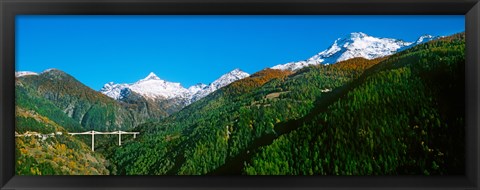 Framed Bridge at Simplon Pass road in autumn, Valais Canton, Switzerland Print