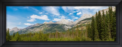 Framed Trees with Canadian Rockies in the background, Smith-Dorrien Spray Lakes Trail, Kananaskis Country, Alberta, Canada Print