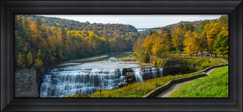 Framed Middle Falls in autumn, Letchworth State Park, New York State Print