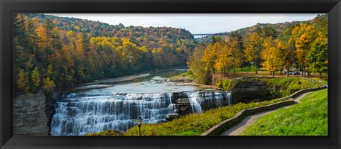 Framed Middle Falls in autumn, Letchworth State Park, New York State Print
