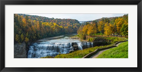 Framed Middle Falls in autumn, Letchworth State Park, New York State Print