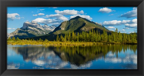 Framed Mount Rundle and Sulphur Mountain reflecting in Vermilion Lake in the Bow River valley at Banff National Park, Alberta, Canada Print