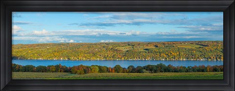 Framed Lake surrounded by hills, Keuka Lake, Finger Lakes, New York State, USA Print