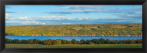 Framed Lake surrounded by hills, Keuka Lake, Finger Lakes, New York State, USA Print