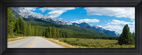 Framed Road passing through a forest, Bow Valley Parkway, Banff National Park, Alberta, Canada Print