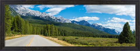 Framed Road passing through a forest, Bow Valley Parkway, Banff National Park, Alberta, Canada Print