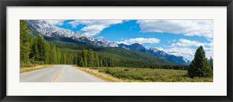 Framed Road passing through a forest, Bow Valley Parkway, Banff National Park, Alberta, Canada Print