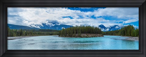 Framed Clouds over mountains, Athabasca River, Icefields Parkway, Jasper National Park, Alberta, Canada Print