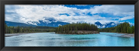 Framed Clouds over mountains, Athabasca River, Icefields Parkway, Jasper National Park, Alberta, Canada Print