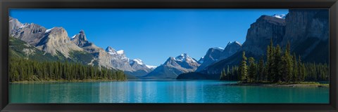 Framed Maligne Lake with Canadian Rockies in the background, Jasper National Park, Alberta, Canada Print