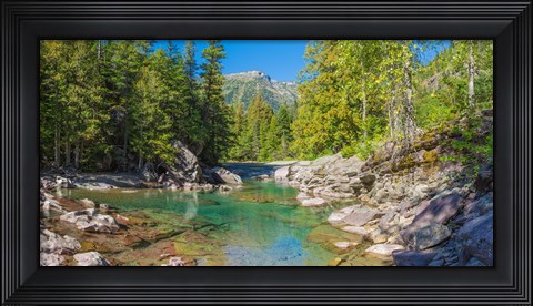 Framed McDonald Creek along Going-to-the-Sun Road at US Glacier National Park, Montana, USA Print