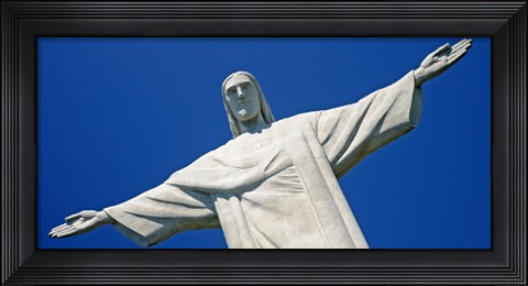 Framed Low angle view of the Christ The Redeemer, Corcovado, Rio De Janeiro, Brazil Print