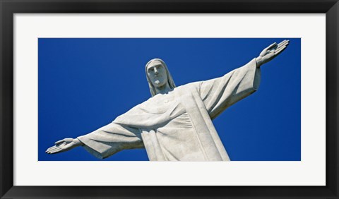 Framed Low angle view of the Christ The Redeemer, Corcovado, Rio De Janeiro, Brazil Print