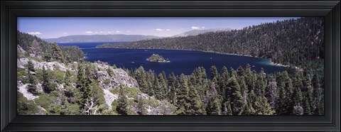 Framed High angle view of a lake with mountains in the background, Lake Tahoe, California, USA Print