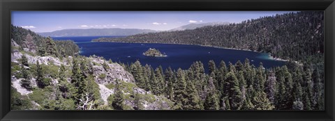 Framed High angle view of a lake with mountains in the background, Lake Tahoe, California, USA Print