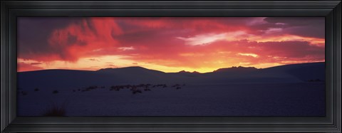 Framed Silhouette of a mountain range at dusk, White Sands National Monument, New Mexico Print