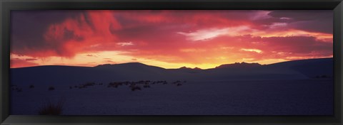 Framed Silhouette of a mountain range at dusk, White Sands National Monument, New Mexico Print