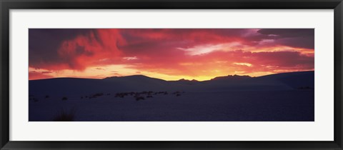 Framed Silhouette of a mountain range at dusk, White Sands National Monument, New Mexico Print