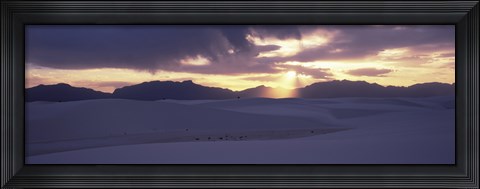 Framed Sand dunes in a desert at dusk, White Sands National Monument, New Mexico, USA Print
