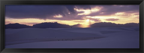 Framed Sand dunes in a desert at dusk, White Sands National Monument, New Mexico, USA Print